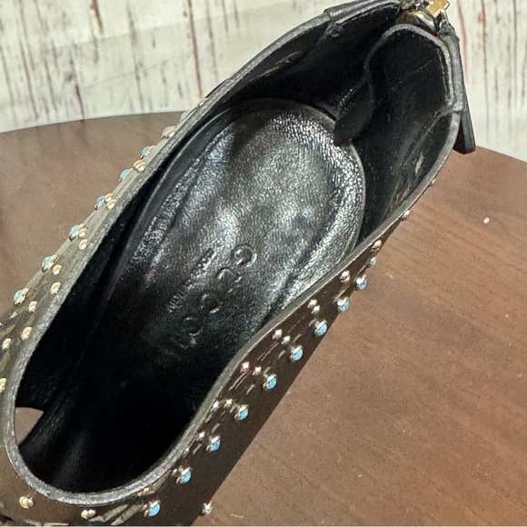 GUCCI LIKA Semi Precious Gemstones Laser cut leather Black Stilettos 7 EUC - Picture 9 of 17